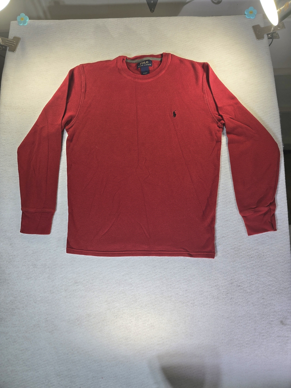 Polo by Ralph Lauren Red Long-Sleeve Crewneck with Embroidered Pony Size S